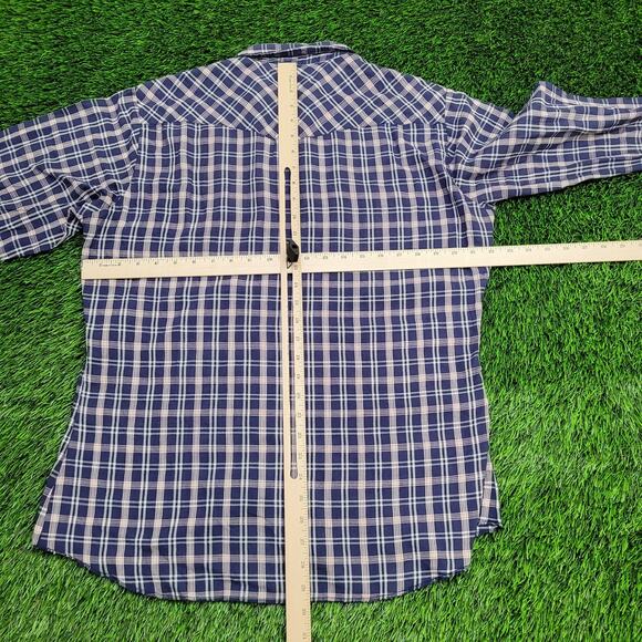 Vintage Wrangler Western Snap Shirt Large 22x30 Shadow Plaid - Picture 7 of 11